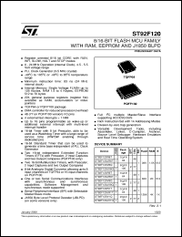 ST92F120 datasheet: 8/16-BIT FLASH MCU FAMILY WITH RAM, EEPROM AND J1850 BLPD ST92F120