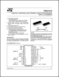 TDA7313 datasheet: DIGITAL CONTROLLED STEREO AUDIO PROCESSOR WITH LOUDNESS TDA7313