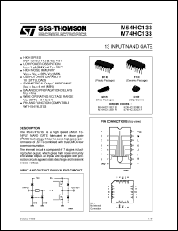 M74HC133 datasheet: 13 INPUT NAND GATE M74HC133