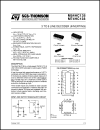 M74HC138 datasheet: 3 TO 8 LINE DECODER (INVERTING) M74HC138