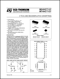 M74HCT137 datasheet: 3 TO 8 LINE DECODER/LATCH (INVERTING) M74HCT137