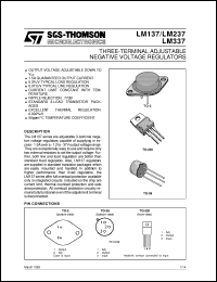 LM237K datasheet: THREE-TERMINAL ADJUSTABLE NEGATIVE VOLTAGE REGULATORS LM237K