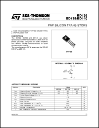 BD136 datasheet: PNP SILICON TRANSISTOR BD136