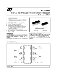 TDA7313ND datasheet: DIGITAL CONTROLLED STEREO AUDIO PROCESSORWITH LOUDNESS TDA7313ND