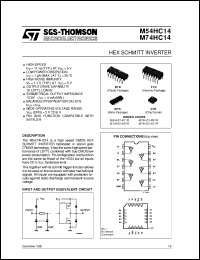 M74HC14 datasheet: HEX SCHMITT INVERTER M74HC14