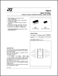 TS914 datasheet: INPUT/OUTPUT RAIL TO RAIL QUAD CMOS OP-AMPS TS914