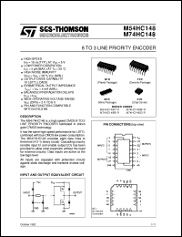 M74HC148 datasheet: 8 TO 3 LINE PRIORITY ENCODER M74HC148