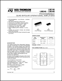 LM346N datasheet: PROGRAMMABLE QUAD BIPOLAR OPERATIONAL AMPLIFIERS LM346N