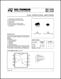 MC1458N datasheet: DUAL OPERATIONAL AMPLIFIERS MC1458N