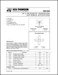 SD1433 datasheet: UHF MOBILE APPLICATIONS RF & MICROWAVE TRANSISTORS SD1433