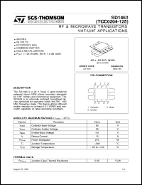 SD1463 datasheet: RF AND MICROWAVE TRANSISTORS VHF/UHF APPLICATIONS SD1463