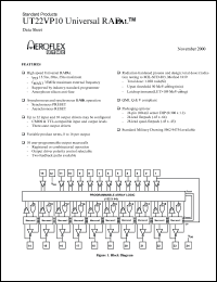 UT22VP10C-25UCX datasheet: Radiation Hardened PAL. CMOS I/O: 25ns propagation delay. Lead finish optional. UT22VP10C-25UCX