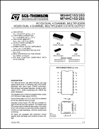 M74HC253 datasheet: HC153 DUAL 4 CHANNEL MULTIPLEXER, HC253 DUAL 4 CHANNEL MULTIPLEXER 3 STATE OUTPUT M74HC253