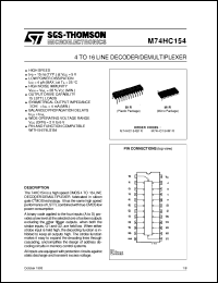 M74HC154 datasheet: 4 TO 16 LINE DECODER/DEMULTIPLEXER M74HC154