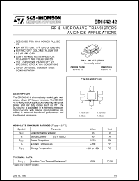 SD1542-42 datasheet: AVIONICS APPLICATIONS RF & MICROWAVE TRANSISTORS 600W IFF 1030 OR 1090MHz SD1542-42
