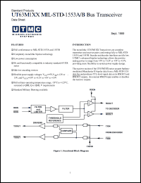 5962-8864405ZX datasheet: UT63M dual monolithic transceiver: SMD. Total dose none. +-15V, idle low. QML Q. Lead finish optional. 5962-8864405ZX