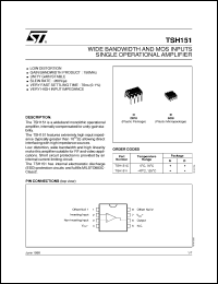 TSH151I datasheet: WIDE BANDWIDTH AND MOS INPUTS SINGLE OP-AMPS TSH151I