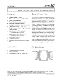 APA7063JI-TR datasheet: 3.3-5 V, stereo 1.5 W audio power amplifier APA7063JI-TR