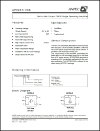 APC208BI-TR datasheet: 7 V, rail to rail output CMOS single operational amplifier APC208BI-TR