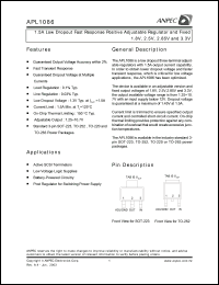 APL1086-GC-TR datasheet: Adj, 1.5 A low dropout fast response positive adjustable regulator and fixed APL1086-GC-TR