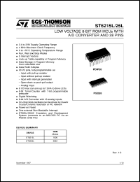 ST6215L datasheet: LOW VOLTAGE 8-BIT ROM MICROCONTROLLER (MCU) WITH A/D CONVERTER AND 28 PINS ST6215L