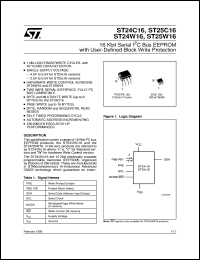 ST24C16 datasheet: 16 KBIT SERIAL I 2 C BUS EEPROM WITH USER-DEFINED BLOCK WRITE PROTECTION ST24C16