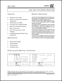 APL158118F5C-TR datasheet: 1.8 V, dual input low dropout regulator APL158118F5C-TR