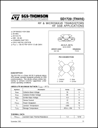TH416 datasheet: HF SSB APPLICATIONS RF & MICROWAVE TRANSISTORS TH416