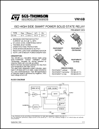 VN16B datasheet: ISO HIGH SIDE SMART POWER SOLID STATE RELAY VN16B