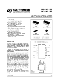 M74HC165 datasheet: 8 BIT PISO SHIFT REGISTER M74HC165