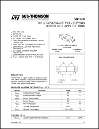 SD1680 datasheet: 800/900 MHZ APPLICATIONS RF & MICROWAVE TRANSISTORS SD1680