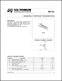 BC161 datasheet: GENERAL PURPOSE TRANSISTORS BC161