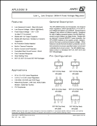 APL5308-15DC-TR datasheet: 1.5 V,  low IQ, low dropout 300 mA fixed voltage regulator APL5308-15DC-TR