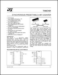 74AC161 datasheet: SYNCHRONOUS PRESETTABLE 4-BIT COUNTER 74AC161