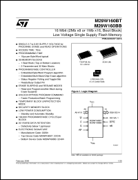 M29W160BB70N1 datasheet: 16 MBIT (2MB X8 OR 1MB X16, BOOT BLOCK) LOW VOLTAGE SINGLE SUPPLY FLASH MEMORY M29W160BB70N1