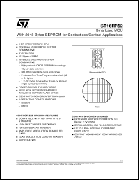 ST16RF52 datasheet: SMARTCARD MCU WITH 2048BYTES EEPROM FOR CONTACTLESS/CONTACT APPLICATIONS ST16RF52
