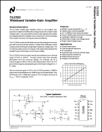 CLC522MDC datasheet: Wideband, Variable Gain Amp CLC522MDC