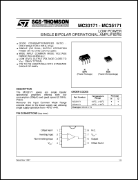 MC33171 datasheet: LOW POWER SINGLE BIPOLAR OP-AMPS MC33171