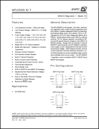APL5505-B18KC-TR datasheet: 1.8 V, 500 mA regulator + reset IC APL5505-B18KC-TR
