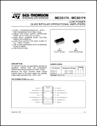 MC33174N datasheet: LOW POWER QUAD BIPOLAR OP-AMPS MC33174N