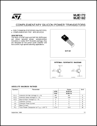 MJE182 datasheet: COMPLEMENTARY SILICON POWER TRANSISTORS MJE182