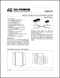 74AC174 datasheet: HEX D-TYPE FLIP FLOP WITH CLEAR 74AC174