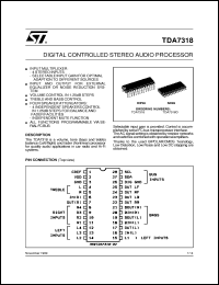 TDA7318 datasheet: DIGITAL CONTROLLED STEREO AUDIO PROCESSOR TDA7318