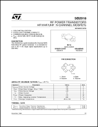 SD2918 datasheet: RF POWER TRANSISTORS HF/UHF/VHF N-CHANNEL MOSFETS SD2918