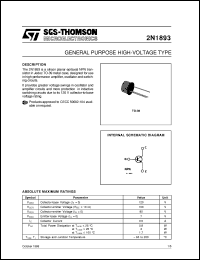 2N1893 datasheet: GENERAL PURPOSE HIGH VOLTAGE TYPE 2N1893