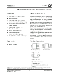 APL5332-KC-TRL datasheet: CMOS LDO with source-sink and output selection function APL5332-KC-TRL