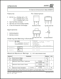 APM2054NUC-TRL datasheet: 20 V, N-channel enhancement mode MOSFET APM2054NUC-TRL