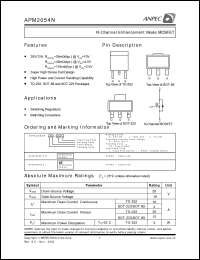 APM2054NUC-TR datasheet: 20 V, N-channel enhancement mode MOSFET APM2054NUC-TR