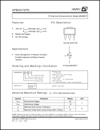 APM2070PDC-TUL datasheet: 20 V, P-channel enhancement mode MOSFET APM2070PDC-TUL