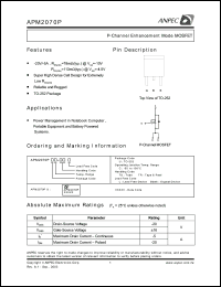 APM2070PUC-TRL datasheet: 20 V, P-channel enhancement mode MOSFET APM2070PUC-TRL